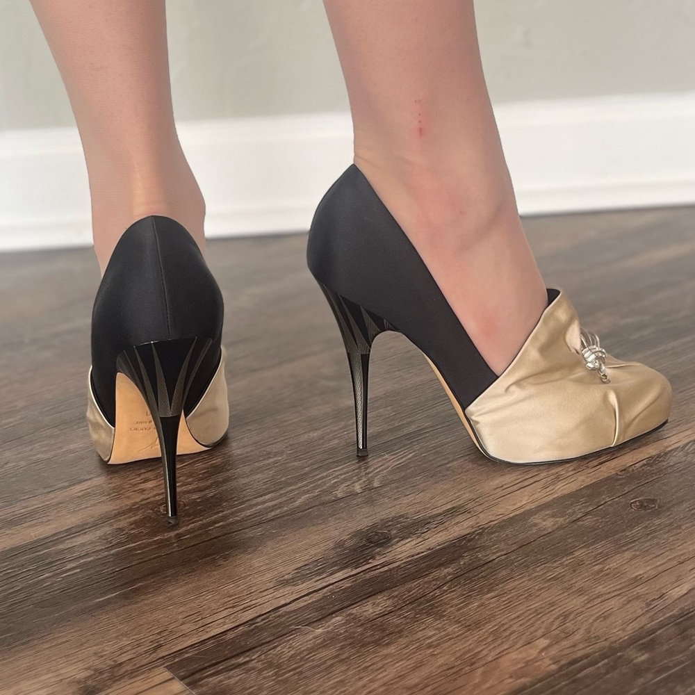 Giuseppe Zanotti Satin Pumps, art deco heels